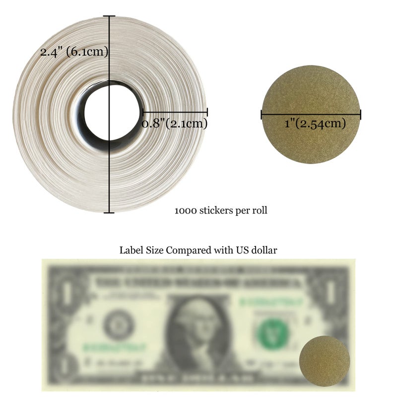 MR-LABEL Mr- Label - 1000 Pieces 1 inch Round Scratch Off Stickers - DIY Stickers for Gender Reveal | Reward Programs | Scratch Tickets (Gold) - Image 2